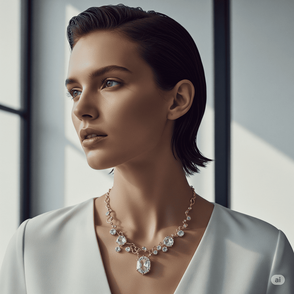 Real image of a diamond necklace