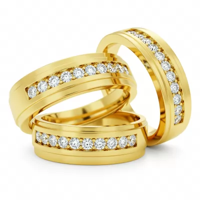 Couple Wedding Ring Set Gold