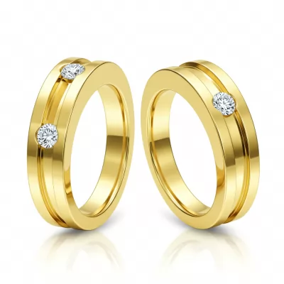 Engagement Couple Rings Gold