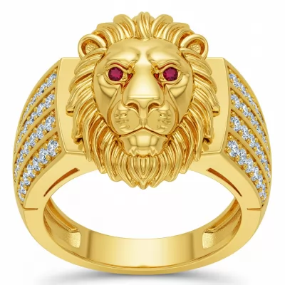 Mens Lion Ring Gold With Lion Head