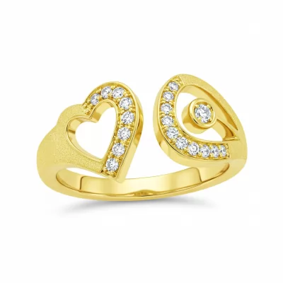 Round & Heart Gold Ring For Women