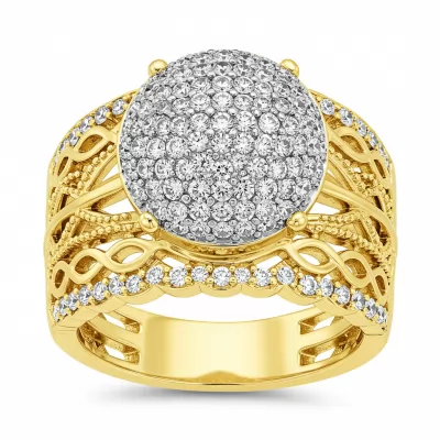Round Net Stone Gold Ring For Women